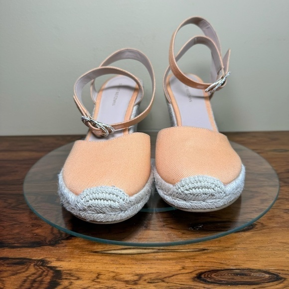 STUART WEITZMAN Mykonos canvas wedge espadrilles - orange mango - size 9 - Picture 3 of 15